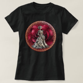 ゴシックブライドレッドローズ&金ゴールドパーソナライズされたデザイン Tシャツ