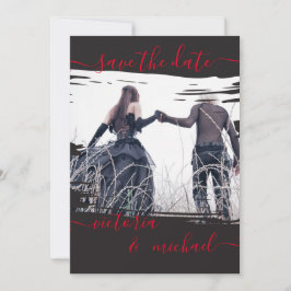 ゴシックブラシ結婚の線の写真日付を保存 招待状