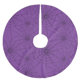 ゴシックブラックと紫の不気味なクモの巣クリスマス ブラッシュドポリエステルツリースカート