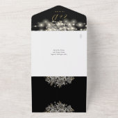 ゴシックブラックと金ゴールドバラライトQRコード結婚ズ オールインワン招待状 (外側)