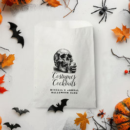 ゴシックブラックのドクロとウイスキーのハロウィンパーティー フェイバーバッグ