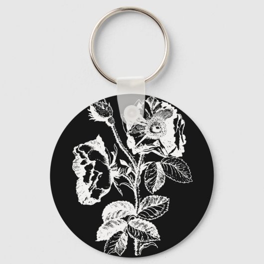 ゴシックブラックアンティークバラ キーホルダー (正面)