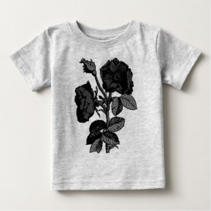 ゴシックブラックアンティークバラ ベビーTシャツ