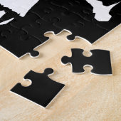 ゴシックブラックアンドホワイトデーモンズスカルイラストレーション ジグソーパズル (側面)