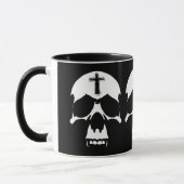 ゴシックブラックアンドホワイトデーモンズスカルイラストレーション マグカップ (左)