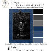 ゴシックブラックアーチ&ブラックバラブルー結婚ズ 招待状