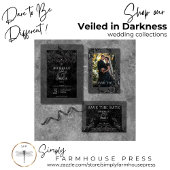 ゴシックブラックアーチ&ブラックバラQRコード オールインワン招待状