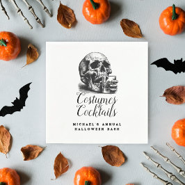 ゴシックブラックウイスキーとドクロのハロウィンパーティー スタンダードカクテルナプキン