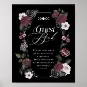 ゴシックブラックウォーター花模様ズゲストブックサイン ポスター (正面)