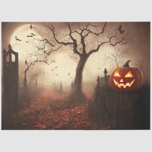 ゴシックブラックオレンジカボチャのデコパージュ 薄葉紙 (正面)