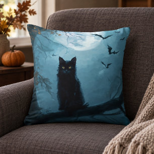 ゴシックブラックキャットハロウィンピロー クッション