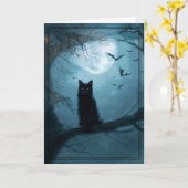 ゴシックブラックキャットハロウィン カード (黄色い花)