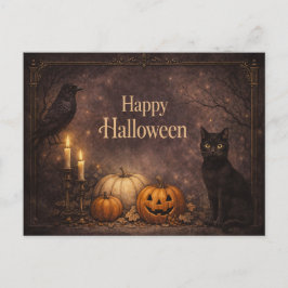 ゴシックブラックキャットハロウィン シーズンポストカード