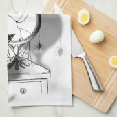 ゴシックブラックキャットブロークン鏡ハロウィーン キッチンタオル (四つ折り)