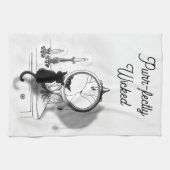 ゴシックブラックキャットブロークン鏡ハロウィーン キッチンタオル (横)