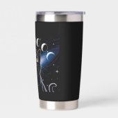 ゴシックブラックキャット、ゴシックギフト、ウィッチングアワーブラックキャット 保温保冷タンブラー (左面)