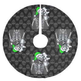ゴシックブラッククリスマススカルコーヒー骨格グリーン ブラッシュドポリエステルツリースカート