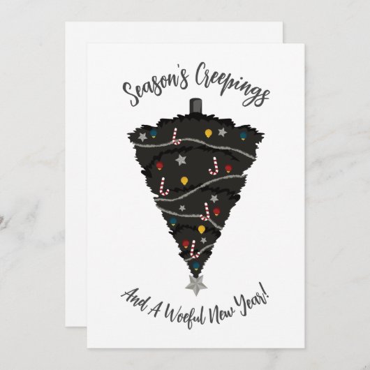 ゴシックブラッククリスマスツリーホリデーカード シーズンカード (正面/裏面)