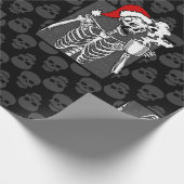 ゴシックブラッククリスマスドクロコーヒースケルトンレッド ラッピングペーパー (角)