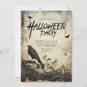 ゴシックブラッククロウハローウィンパーティ招待状 招待状 (正面)