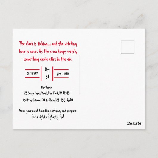 ゴシックブラッククロウ&キャット不気味ハローウィンパーティ ポストカード (裏面)