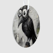 ゴシックブラッククロウ&タワー不気味ハロウィン オーナメント (正面)