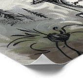 ゴシックブラッククロウ&タワー不気味ハロウィン ポスター (角)