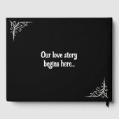 ゴシックブラックゲストブックパーソナライズされたの名前と文字 ゲストブック (裏面)