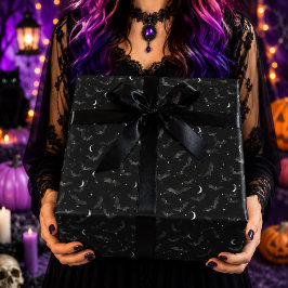 ゴシックブラックコウモリのハロウィンパターン ラッピングペーパー