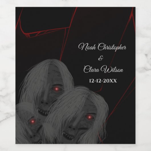 ゴシックブラックゴースト - ダークムーディーハロウィン ワインラベル (シングルラベル)