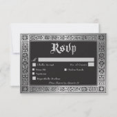ゴシックブラックシルバー中世の結婚式 出欠カード (正面)