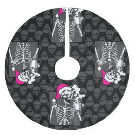 ゴシックブラックスカルコーヒー骨格ピンク ブラッシュドポリエステルツリースカート