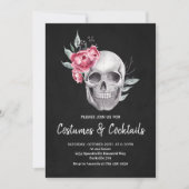 ゴシックブラックスカル大人ハローウィンパーティ 招待状 (正面)