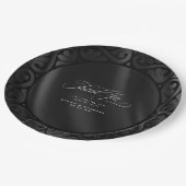 ゴシックブラックスクロール結婚ワーク&サテンID866 ペーパープレート (アングル)