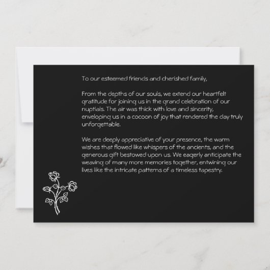 ゴシックブラックタイポグラフィ結婚式は日付を保存 サンキューカード (裏面)
