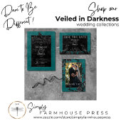 ゴシックブラックダブルアーチブラックバラティール（緑がかった色）結婚ズ 招待状