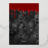 ゴシックブラックダマスク血ドリップハロウィーン金ゴールド 箔招待状 (裏面)