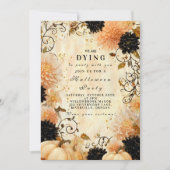 ゴシックブラックダリアハロウィーンお祝い 招待状 (正面)