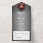 ゴシックブラックダークハート&レッドローズノーディナー オールインワン招待状 (内側)