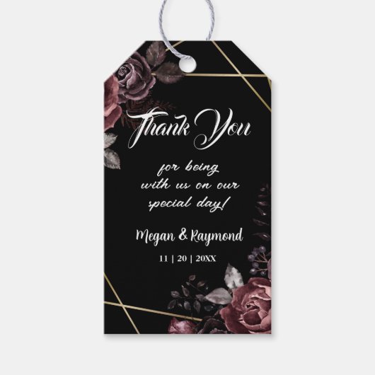 ゴシックブラックダークフローラ結婚式の引き出物ギフトラベル ギフトタグ (正面)