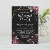 ゴシックブラックダーク花模様リハーサルディナー 招待状 (スタンド正面)
