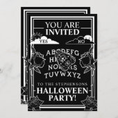 ゴシックブラックトーキングボード不気味ハローウィンパーティ 招待状 (正面/裏面)