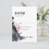 ゴシックブラックドレ結婚スの応答カード 出欠カード (スタンド正面)