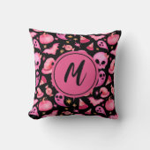 ゴシックブラックハロウィーン幽霊モノグラムホームデコール クッション (正面)