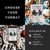 ゴシックブラックバラスカルハロウィーンカクテルパーティー 招待状