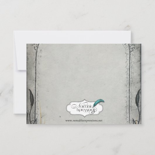 ゴシックブラックバラトレリス結婚のリハーサルディナー 招待状 (裏面)