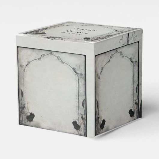 ゴシックブラックバラトレリス結婚式の引き出物ボックス フェイバーボックス (正面サイド)