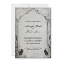 ゴシックブラックバラトレリス結婚式招待状