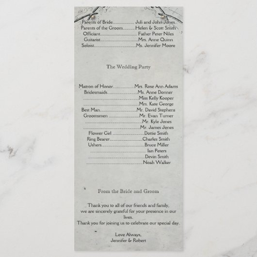 ゴシックブラックバラトレリス結婚式 プログラム (裏面)