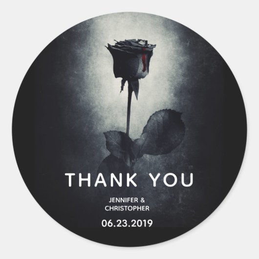 ゴシックブラックバラ滴下ブラッドマカベ結婚ル ラウンドシール (正面)